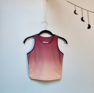 Threads 4 Thought burgundy & peach 🍑 recycled fabric yoga crop w/ bra sz Small